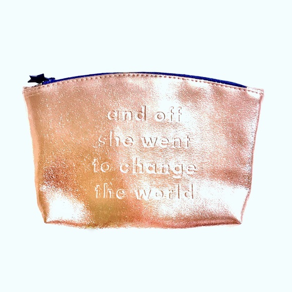 Ipsy Glam Bag Sparkly Metallic Rose Gold Cosmetic Makeup Bag Zip Pouch Clutch - Picture 9 of 13